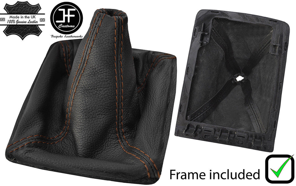 BROWN STITCH LEATHER GEAR GAITER WITH PLASTIC FRAME FITS JAGUAR XE 2015-2018