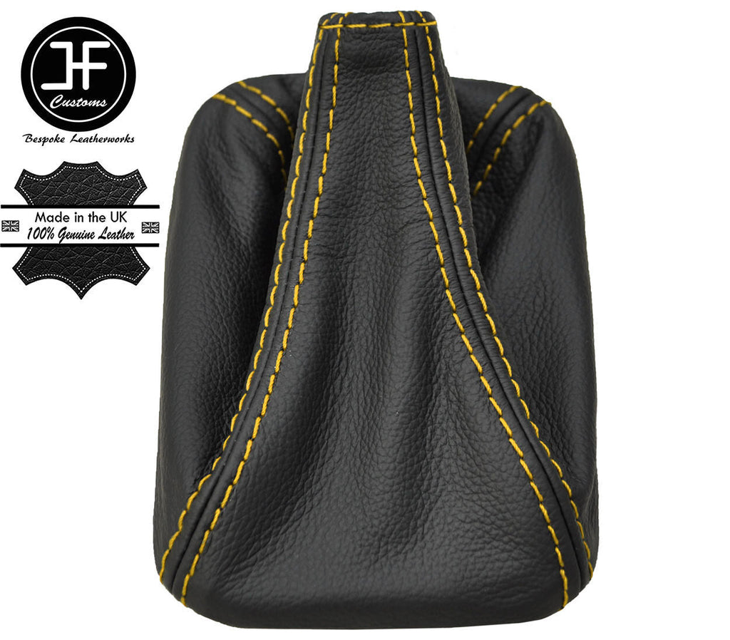 YELLOW STITCH TOP GRAIN REAL LEATHER GEAR GAITER FOR VW T4 TRANSPORTER CARAVELLE