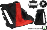 BLACK& RED STRIPE LEATHER AUTO GEAR GAITER+PLASTIC FRAME FOR FORD FOCUS 11-15