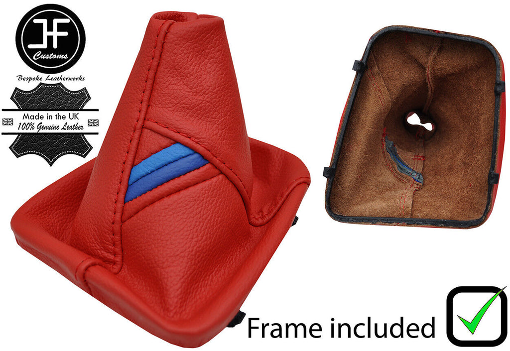 RED REAL LEATHER TRI STRIPES GEAR+PLASTIC FRAME FOR BMW E36 3 SERIES 91-99