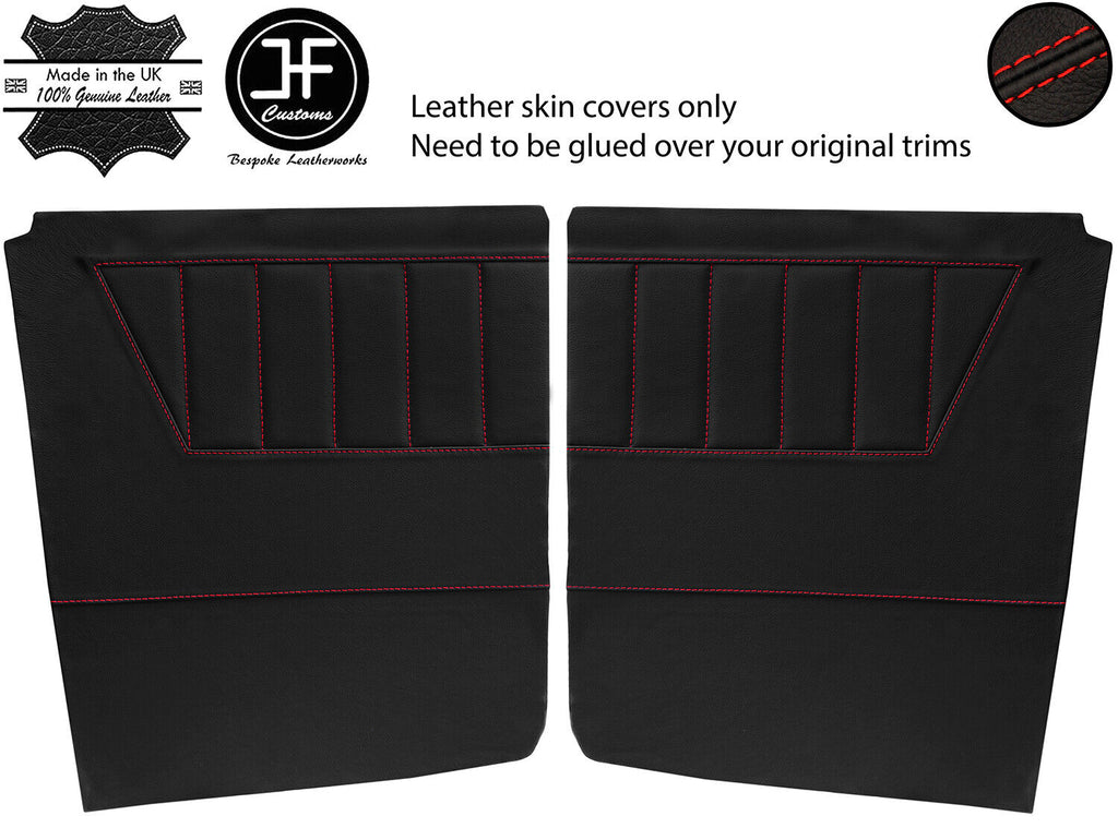 RED  STITCH 2X REAR DOOR CARD LEATHER COVERS FOR TRIUMPH HERALD VITESSE CABRIO
