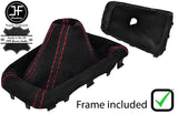 RED STITCHING SUEDE GEAR GAITER + PLASTIC FRAME FITS FORD FOCUS 2014-2018