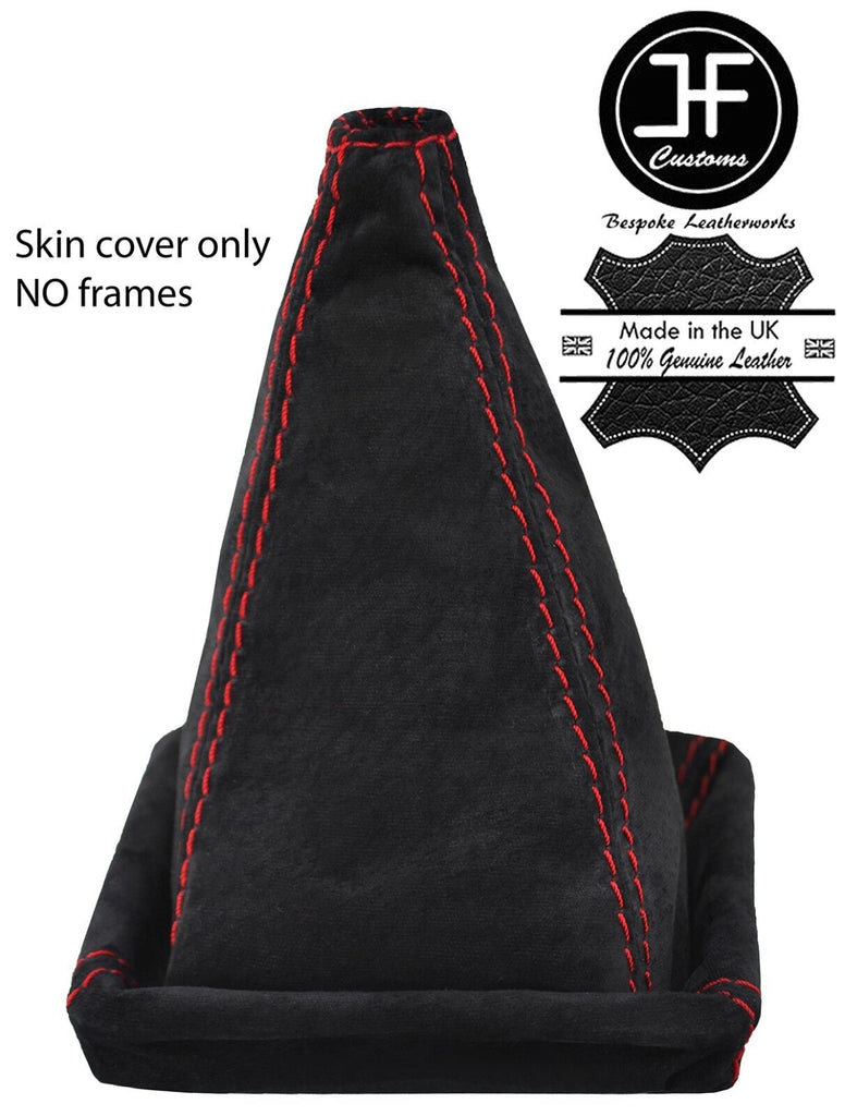 RED STITCHING REAL SUEDE GEAR GAITER FOR VW GOLF MK1 RABBIT JETTA CABRIO