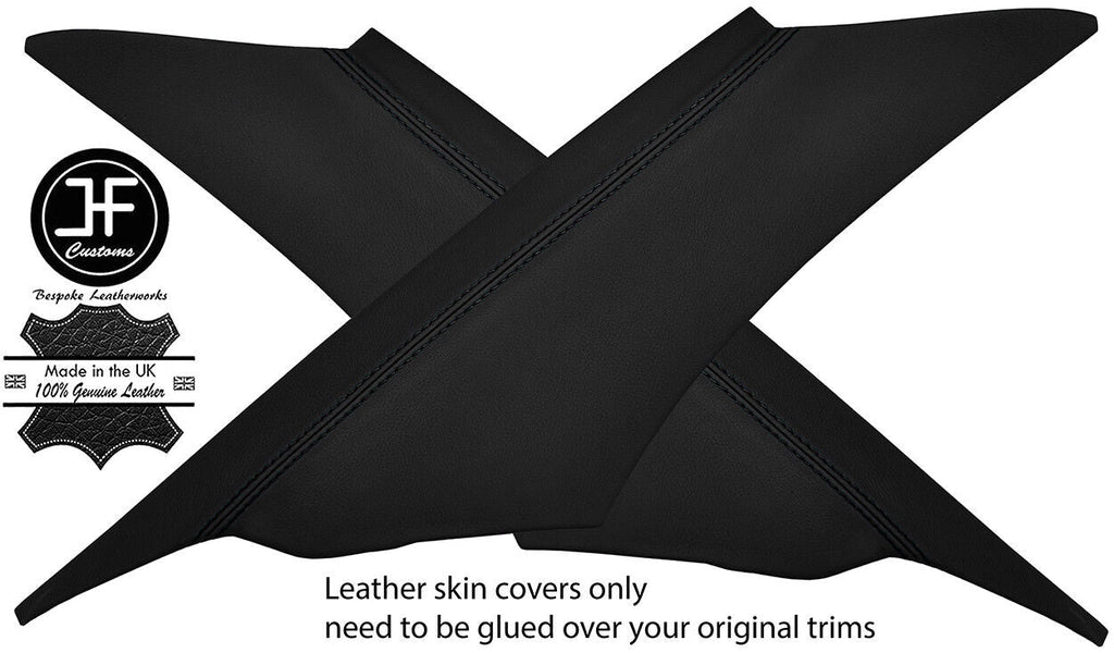 BLACK STITCH 2X REAR C PILLAR LEATHER COVERS FITS BMW 5 SERIES E60 03-11 SALOON