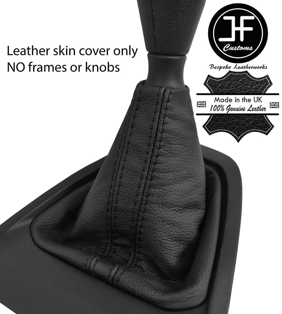 BLACK & BLACK STRIPE TOP GRAIN LEATHER GEAR GAITER FITS PEUGEOT EXPERT 2017+