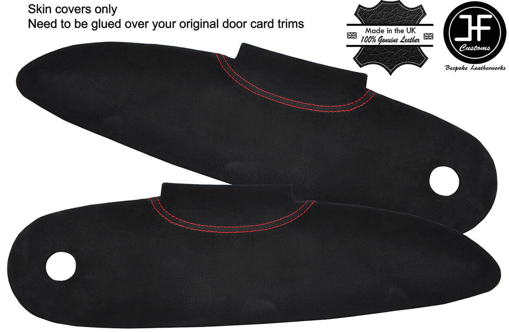 RED STITCH 2X DOOR CARD TRIM SUEDE COVERS FOR LOTUS ELISE S1 96-01 STYLE 2