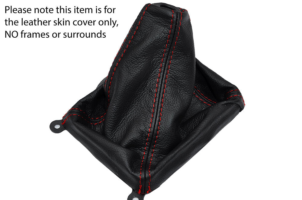 RED STITCHING LEATHER SKIN GEAR GAITER FITS HYUNDAI ATOS CUSTOM NEW MADE IN UK