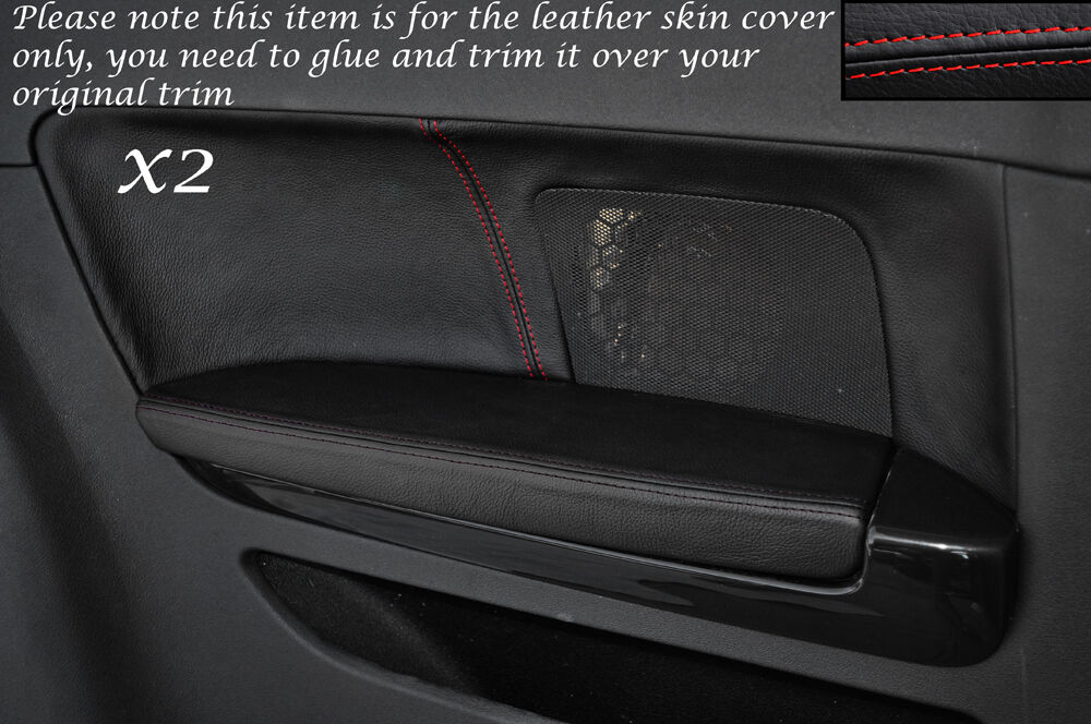 RED STITCH 2X REAR DOOR CARD TRIM LEATHER COVERS FITS AUDI A3 8P S3 03-12 3DR
