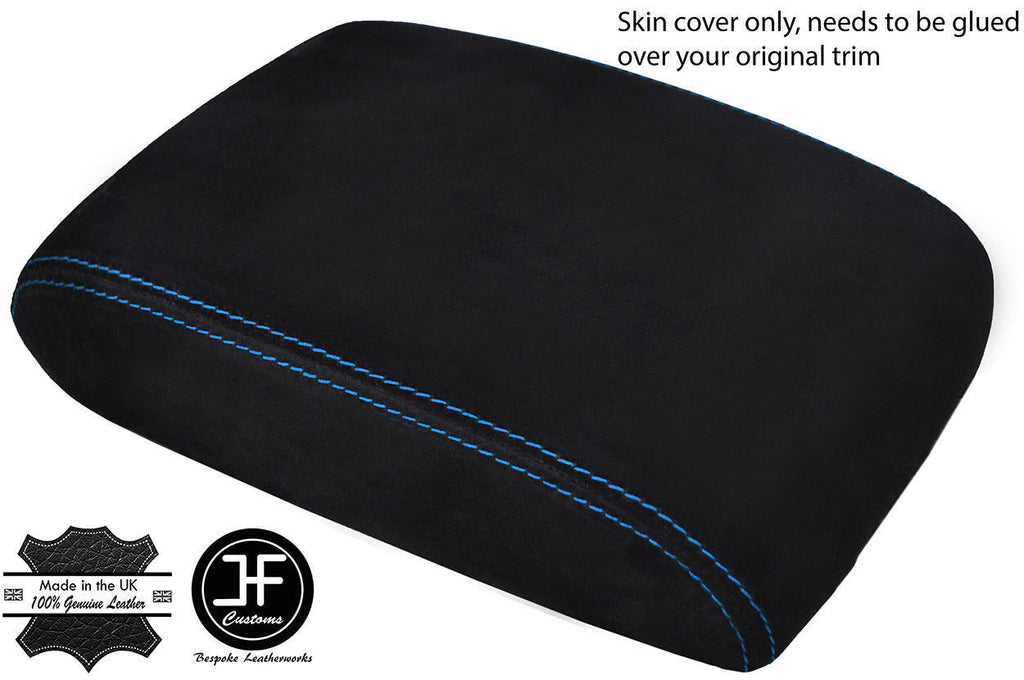 BLUE STITCH FITS VW SCIROCCO 2008+ ARMREST COVER REAL SUEDE CUSTOM NEW