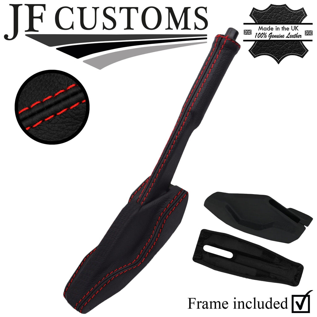 RED STITCH LEATHER HANDBRAKE + TRIM COVERS + FRAME FITS VW GOLF MK1 JETTA CADDY