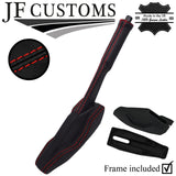RED STITCH LEATHER HANDBRAKE + TRIM COVERS + FRAME FITS VW GOLF MK1 JETTA CADDY