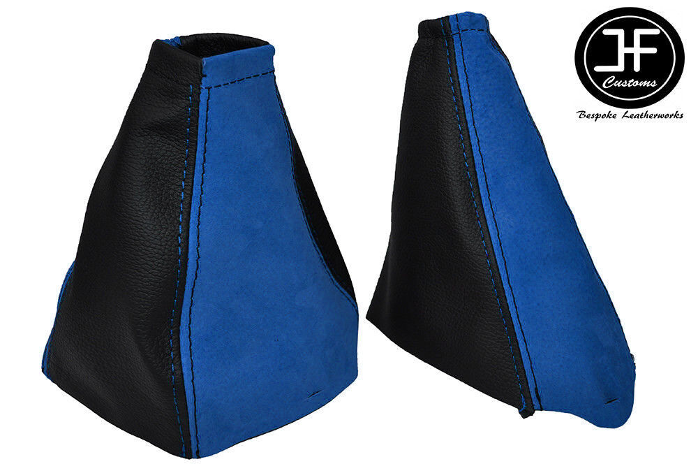 BLUE SUEDE & BLACK LEATHER FITS FORD FOCUS MK1 1998-2004 GEAR HANDBRAKE GAITER