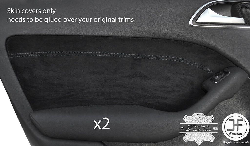 BLACK STITCH 2X REAR DOOR CARD SUEDE COVERS FITS MERCEDES B CLASS W246 12-17