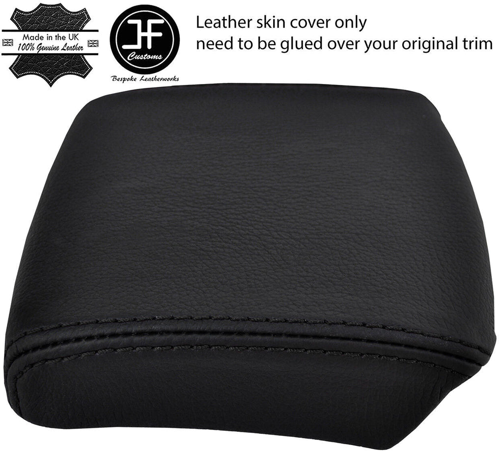 BLACK STITCH TOP GRAIN LEATHER ARMREST LID COVER FITS DAEWOO NUBIRA 1998-2002