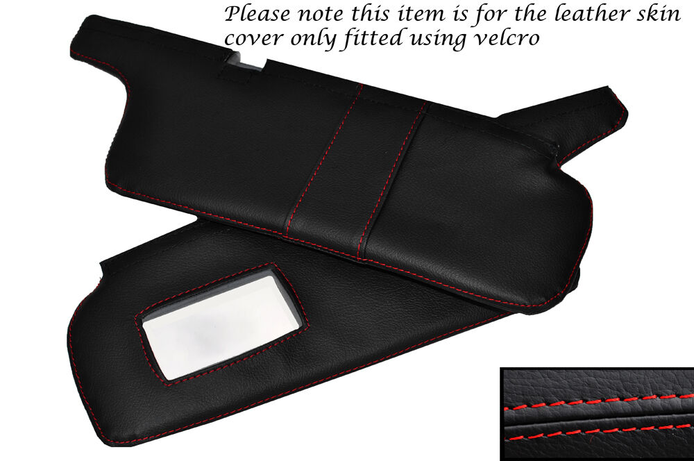 RED STITCH 2X SUN VISORS LEATHER SKIN COVERS FITS TOYOTA CELICA 1986-1989