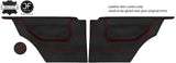 RED STITCH 2X REAR FULL DOOR CARD LEATHER COVERS FOR VW POLO MK2 F 2 DOOR