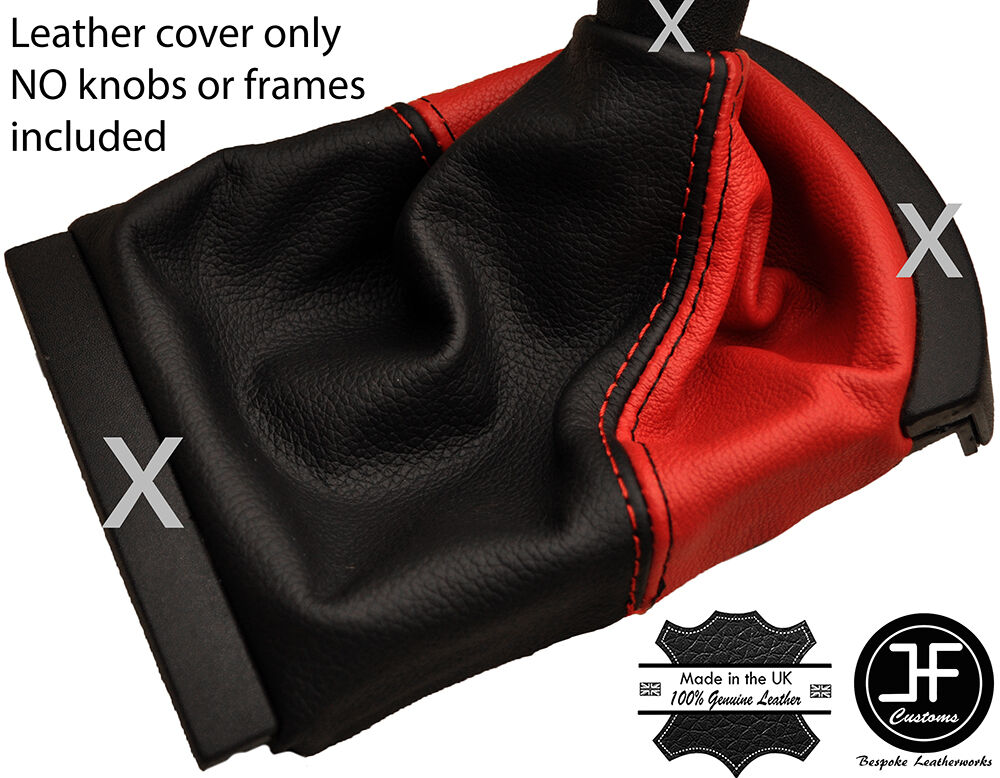 BLACK & RED REAL LEATHER MANUAL GEAR GAITER FITS SEAT IBIZA CORDOBA 2002-2008