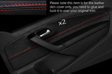 RED STITCH 2X FRONT DOOR CARD TRIM SKIN COVERS FITS VW POLO MK8 09-15 3 DOOR