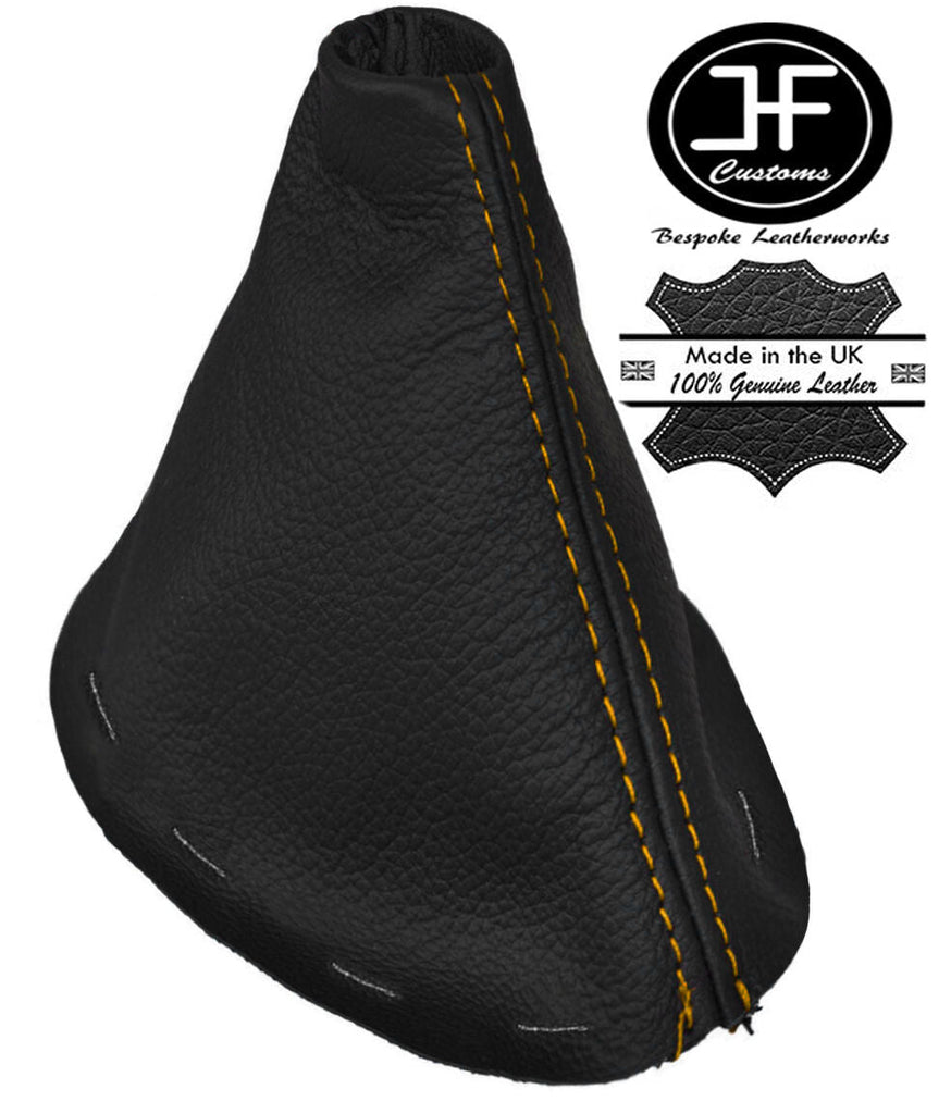 YELLOW STITCH REAL BLACK LEATHER GEAR GAITER BOOT FITS CITROEN C3 DS3 2010-2015