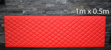 RED LEATHER WITH PADDED DIAMOND STITCHING 1M X 0.5M UPHOLSTERY FURNITURE AUTO