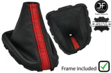 BLACK&RED STRIPE LEATHER GEAR GAITER+PLASTIC FRAME FITS RENAULT CAPTUR 13-19