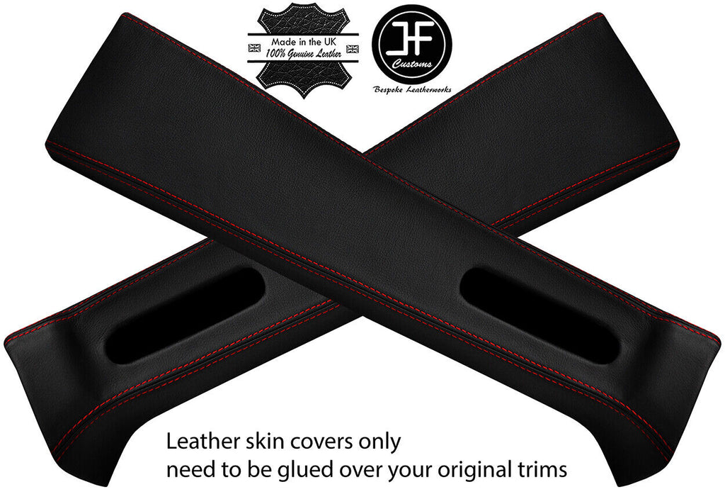 RED STITCH 2X UPPER B PILLAR LEATHER COVERS FOR JEEP WRANGLER JK 11-17 4 DOOR