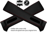 RED STITCH 2X UPPER B PILLAR LEATHER COVERS FOR JEEP WRANGLER JK 11-17 4 DOOR