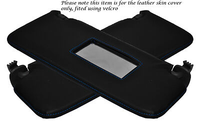 BLUE STITCH FITS RENAULT CLIO MK2 98-06 2X SUN VISORS LEATHER COVERS ONLY