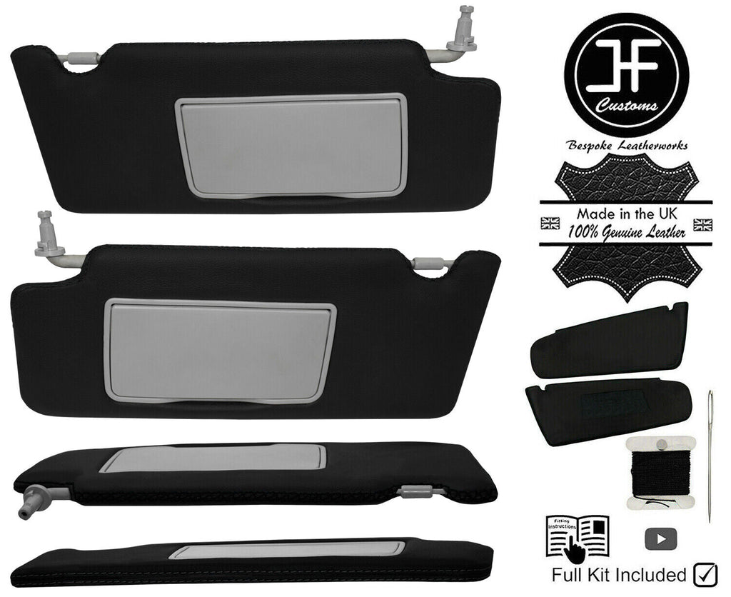 BLACK CROSS STITCH 2X SUN VISOR LEATHER COVERS FITS HONDA CIVIC IX MK9 12-18