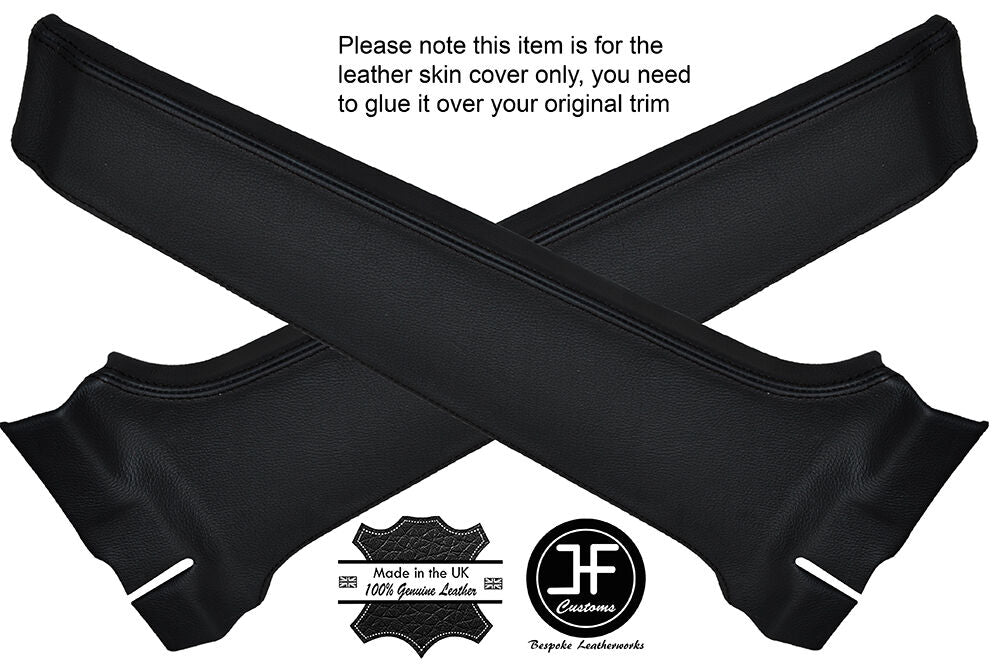 BLACK STITCH 2X LOWER B PILLAR LEATHER COVERS FITS FORD ESCORT MK4 5 DOOR