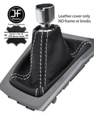 WHITE STITCHING TOP GRAIN LEATHER GEAR GAITER FITS FORD FOCUS MK3 2011-2015