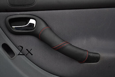 2X REAR DOOR HANDLE  COVERS FITS SEAT LEON TOLEDO 99-05 red  stitching