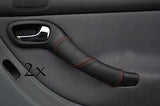 2X REAR DOOR HANDLE  COVERS FITS SEAT LEON TOLEDO 99-05 red  stitching