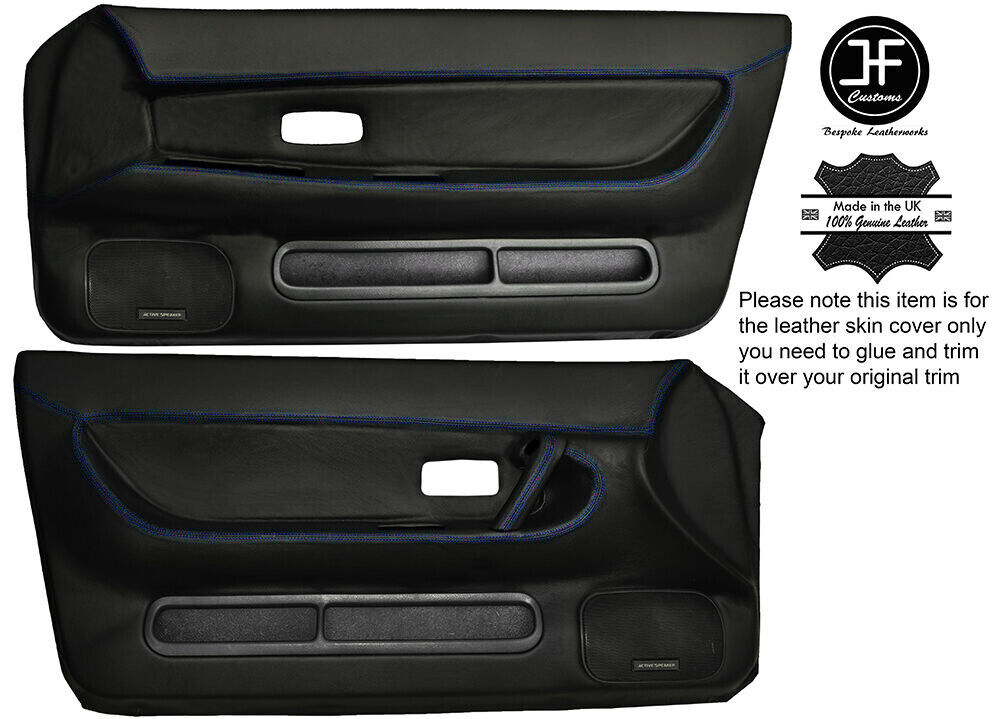BLUE STICH 2X FRONT FULL DOOR CARD LEATHER COVER FOR SKYLINE R32 GTS GTR 89-94