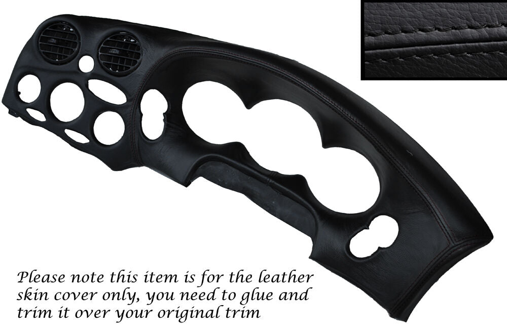 BLACK STITCH DASH SPEEDO SURROUND LEATHER COVER FITS HYUNDAI COUPE MK1 96-99