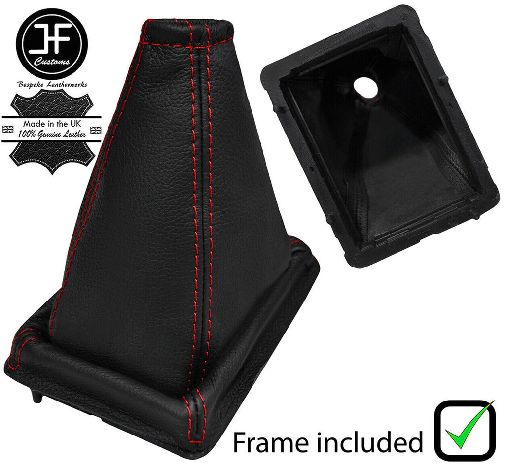 RED STITCH LEATHER GEAR GAITER+PLASTIC FRAME FITS FORD FIESTA MK2 XR2 83-89