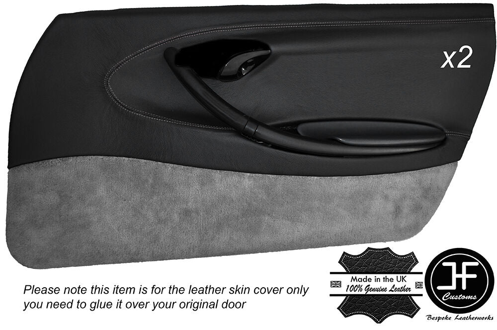GREY STICH 2X FULL DOOR CARD TRIM COVERS FITS PORSCHE BOXSTER 986 STYLE 2