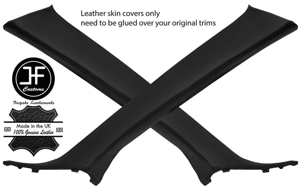 BLACK & BLACK LEATHER 2X A PILLAR COVER FOR MITSUBISHI LANCER EVO 10 X 2008-16