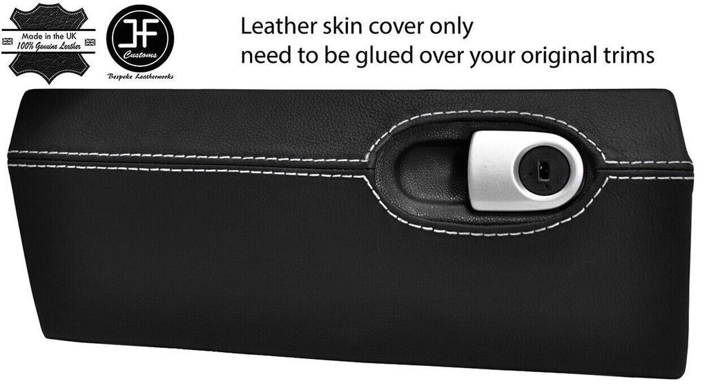 WHITE STITCHING GLOVE BOX REAL LEATHER COVER FITS SMART FORTWO 451 2007-2014