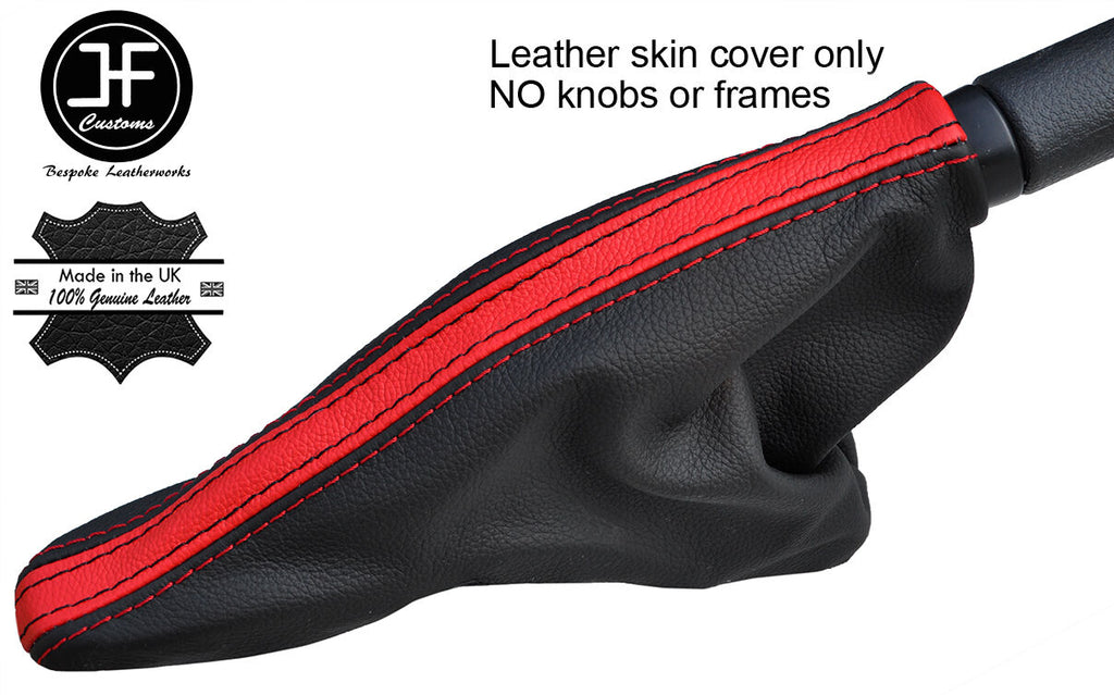 BLACK & RED TOP GRAIN LEATHER HANDBRAKE GAITER FOR BMW MINI R50 R52 R53 01-06
