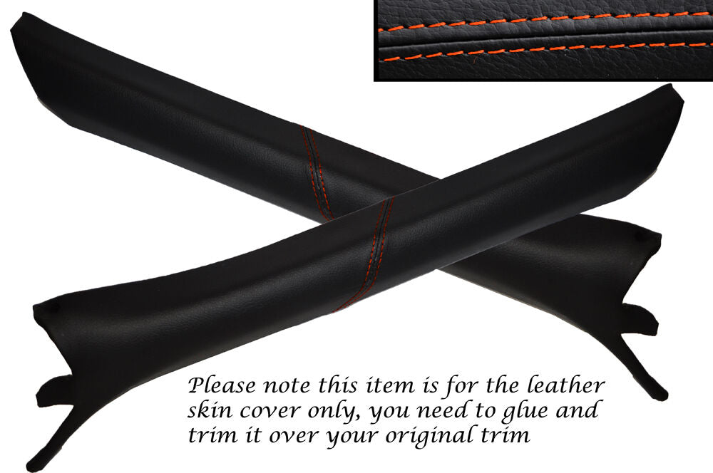 ORANGE STITCH 2X A PILLAR LEATHER COVERS FITS BMW E36 COUPE & CONVERTIBLE 91-98