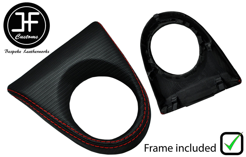 RED STITCH CARBON VINYL MANUAL GEAR SURROUND+FRAME FOR HONDA CIVIC MK8 06-11