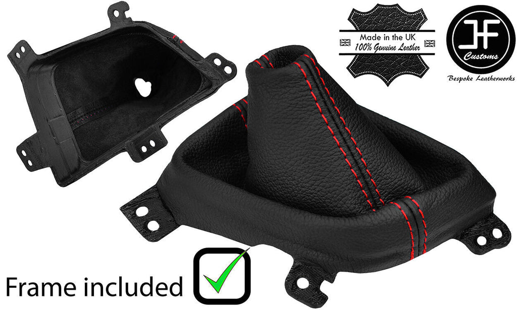 RED STITCH LEATHER MANUAL GEAR GAITER+PLASTIC FRAME FOR HONDA CIVIC MK9 12-17