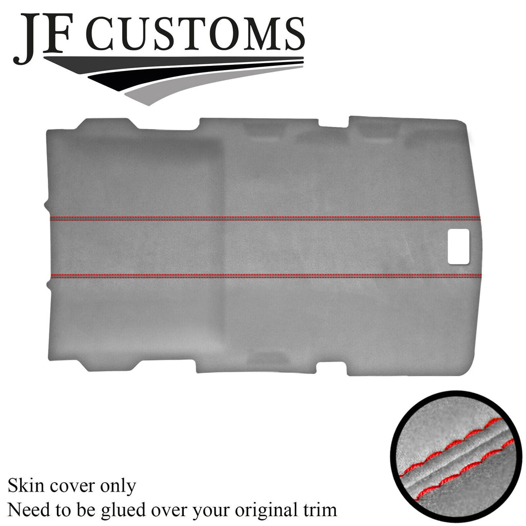 RED STITCH L GREY LUXE-SUEDE HEADLINER COVER FITS HUMMER H2 02-09 STYLE 2