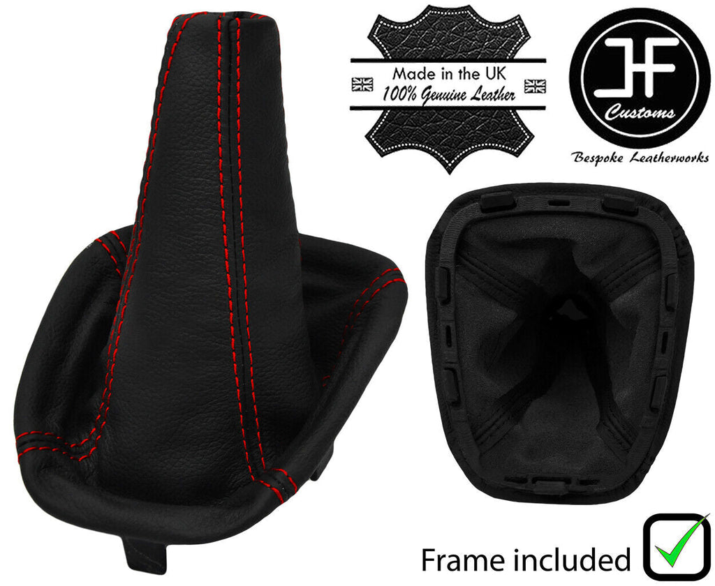 RED STITCH LEATHER MANUAL GEAR GAITER +PLASTIC FRAME FOR FIAT PUNTO MK2 99-06