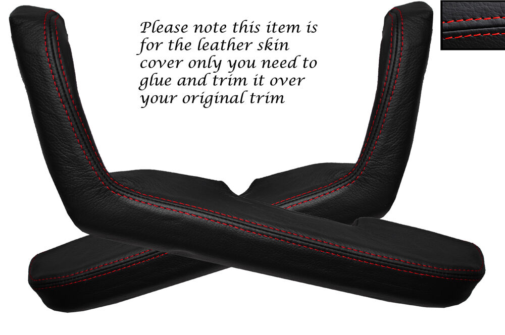 RED STITCH 2X DOOR HANDLE ARMREST SKIN COVERS FITS MAZDA MX5 MK1 MIATA 89-97