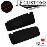 RED CROSS STITCH ITALIAN SUEDE 2X SUN VISOR COVERS FITS BMW E31 90-99 CUSTOM NEW