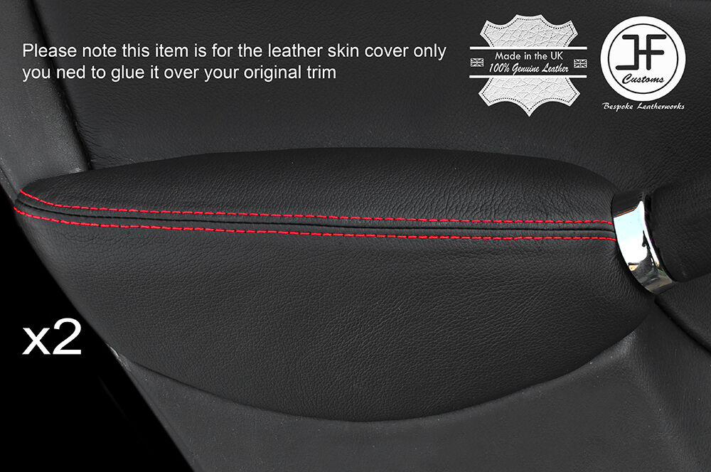 RED STITCHING 2X REAR DOOR ARMREST LEATHER COVERS FITS ROVER 75 & MG ZT 99-05