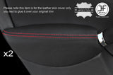 RED STITCHING 2X REAR DOOR ARMREST LEATHER COVERS FITS ROVER 75 & MG ZT 99-05