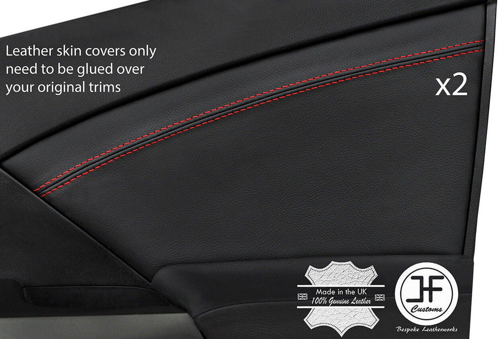RED STITCH 2X FRONT DOOR CARD TRIM LEATHER COVER FITS HONDA CIVIC MK9 12-17